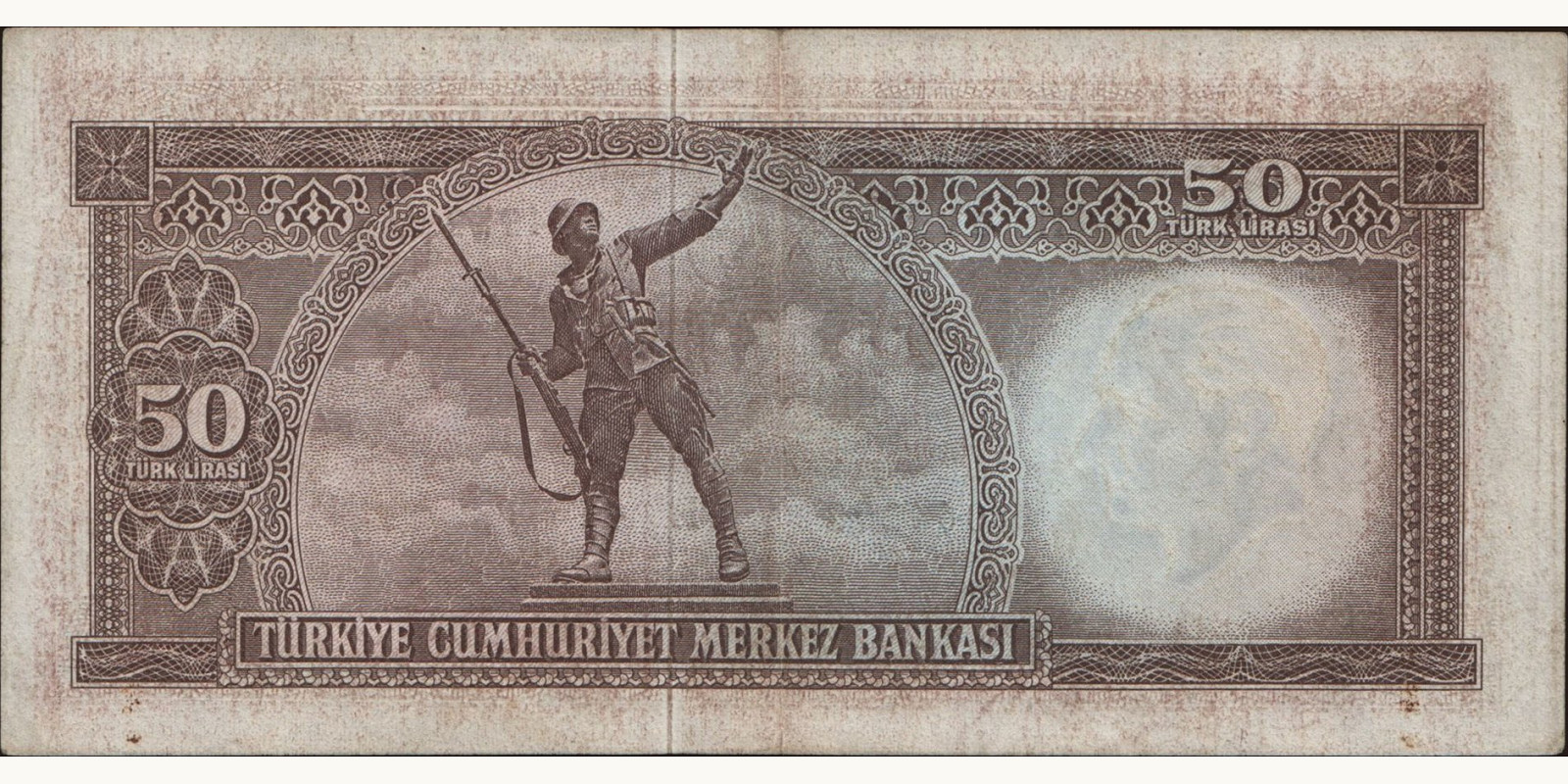50 lira Turkey 1964 — Back side