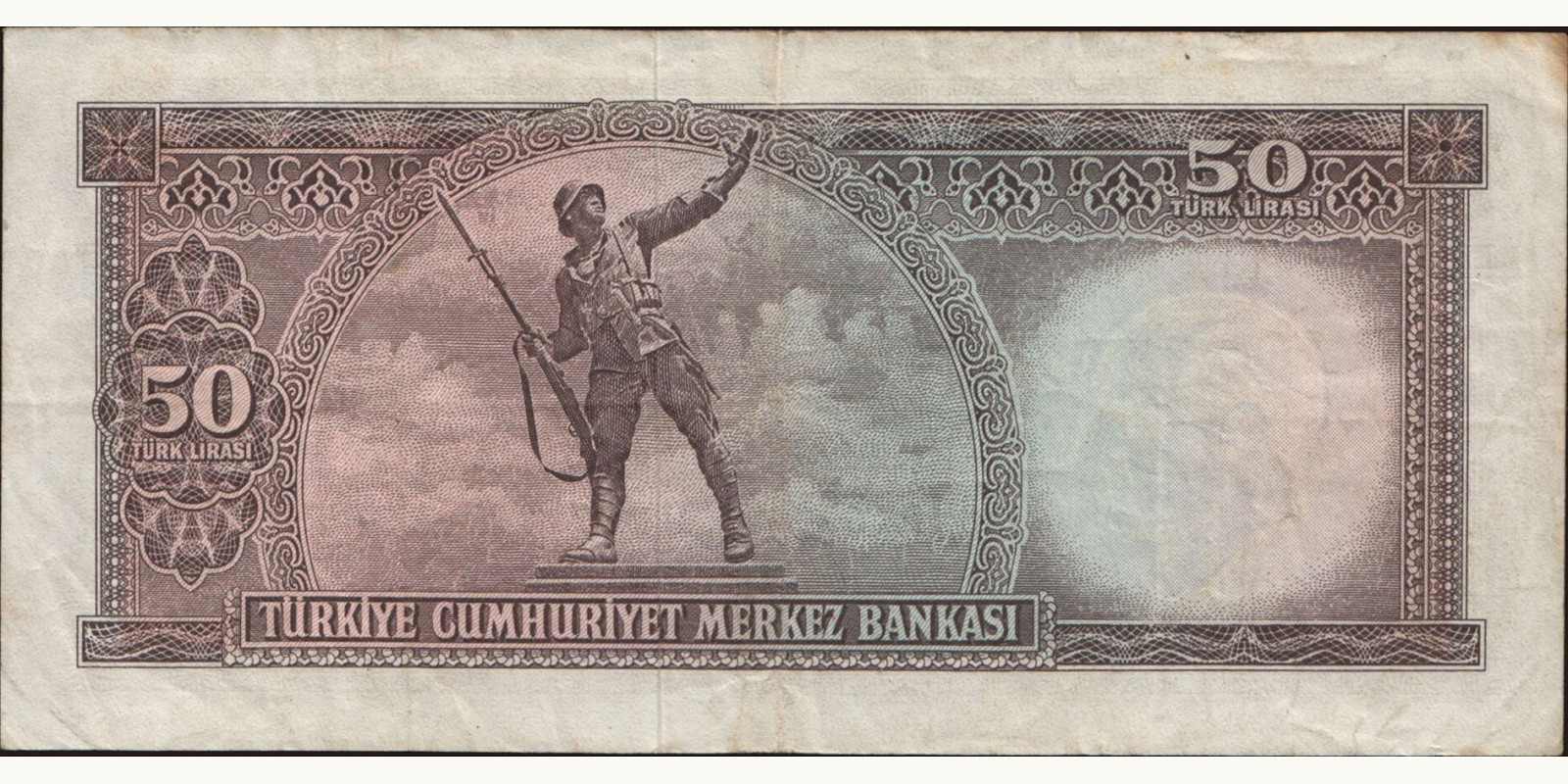 50 lira Turkey 1971 — Back side