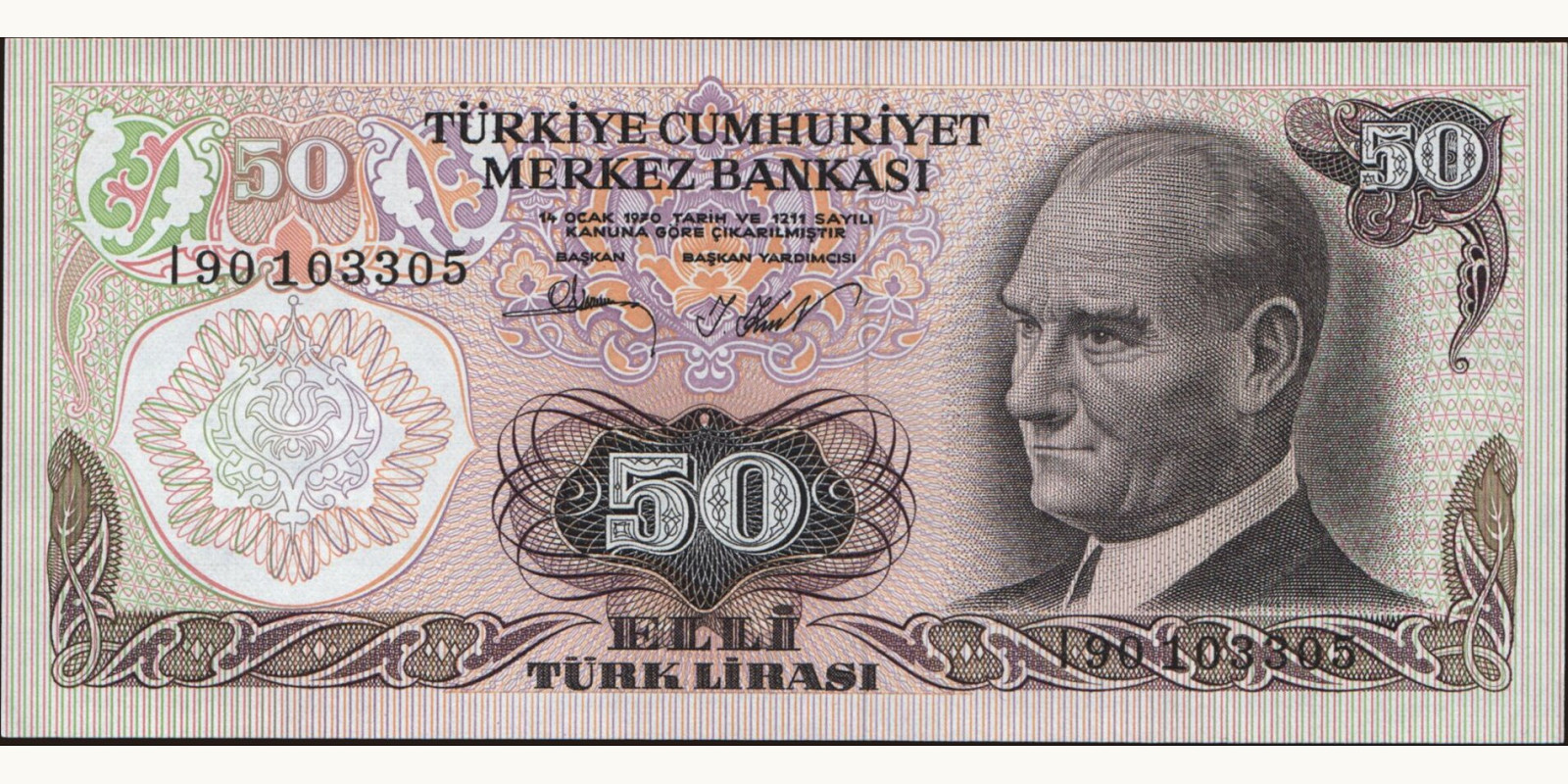 50 lira Turkey 1983 — Front side