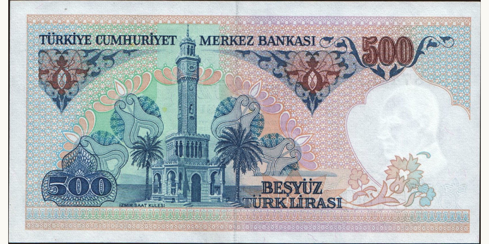 500 lira Turkey 1983 — Back side