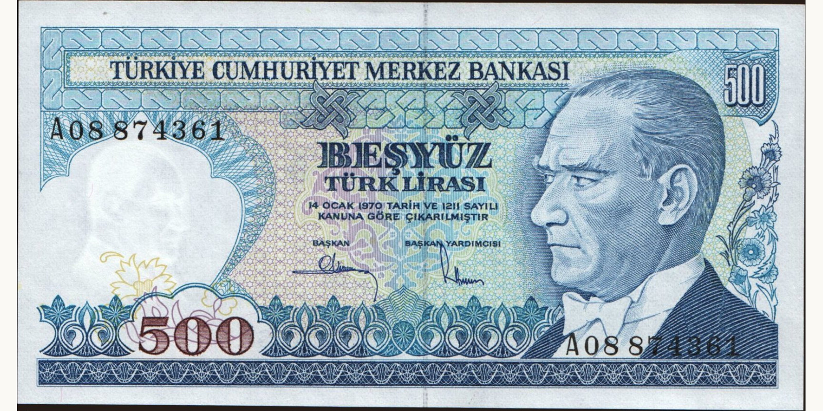 500 lira Turkey 1983 — Front side