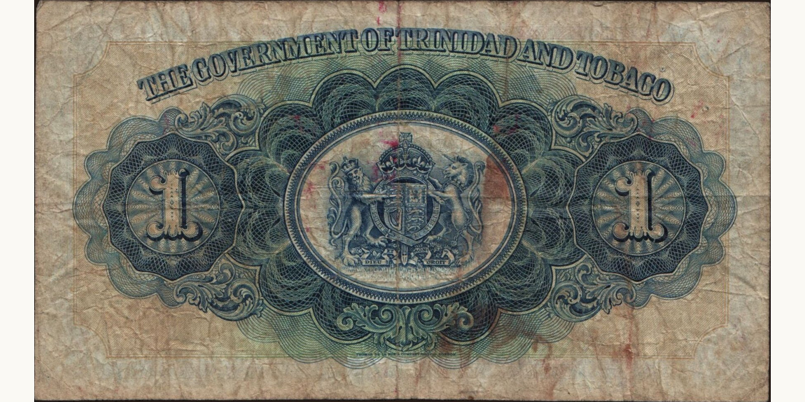 1 dollars Тринидад и Тобаго 1935 — Оборотная сторона