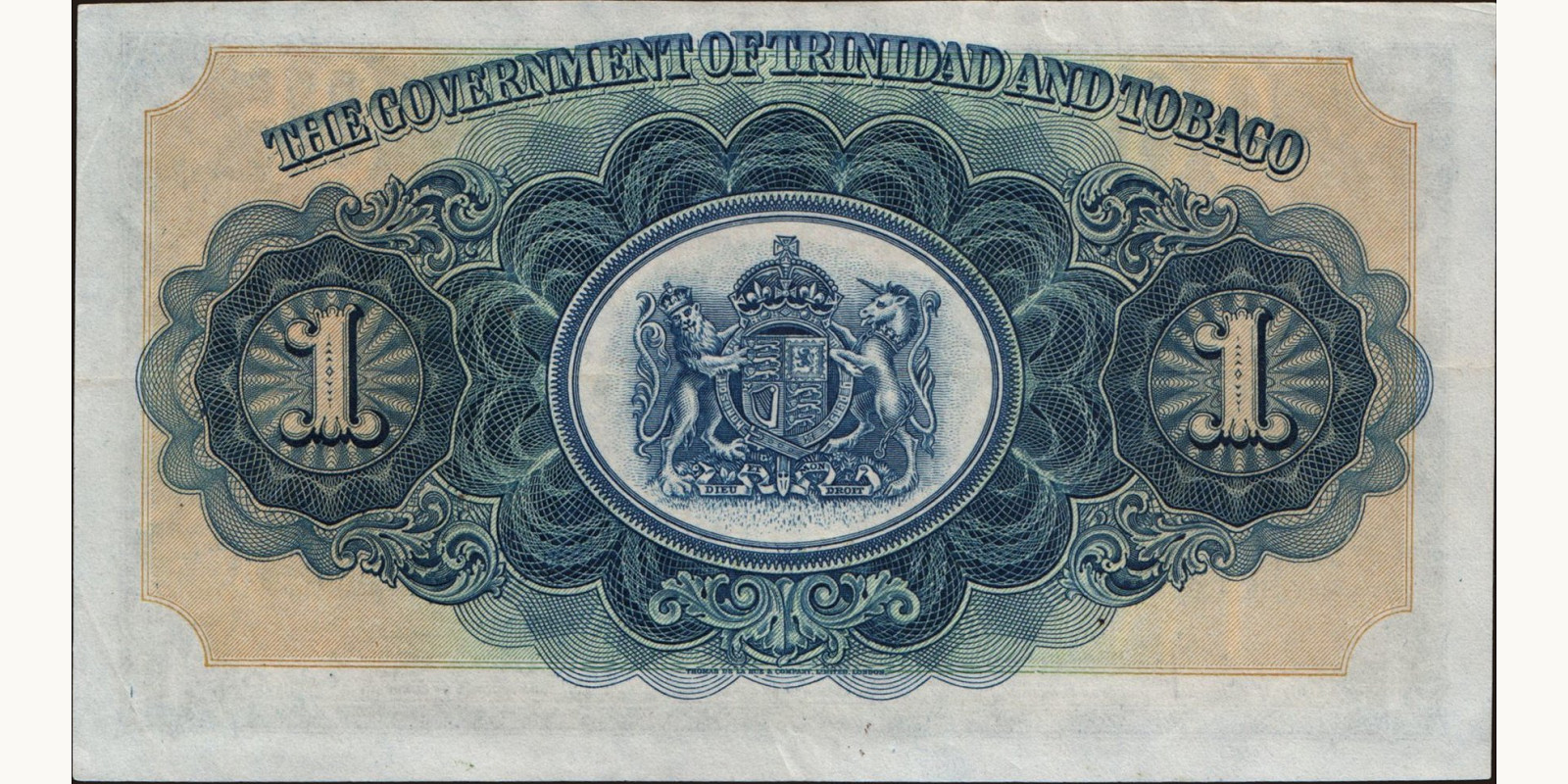 1 dollars Trinidad and Tobago 1939 — Back side