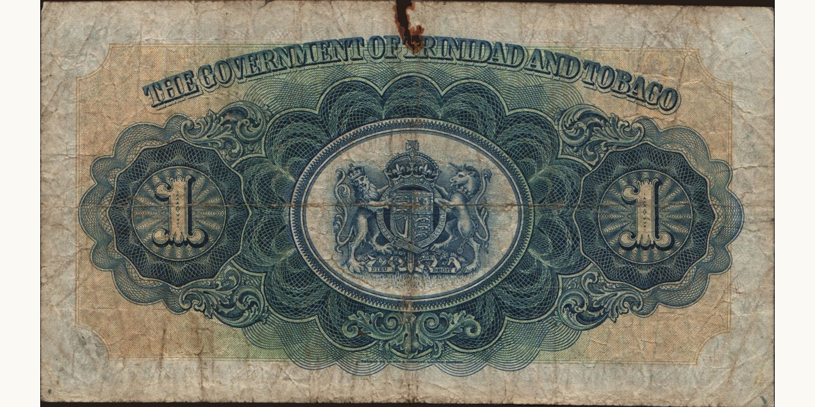 1 dollars Тринидад и Тобаго 1943 — Оборотная сторона