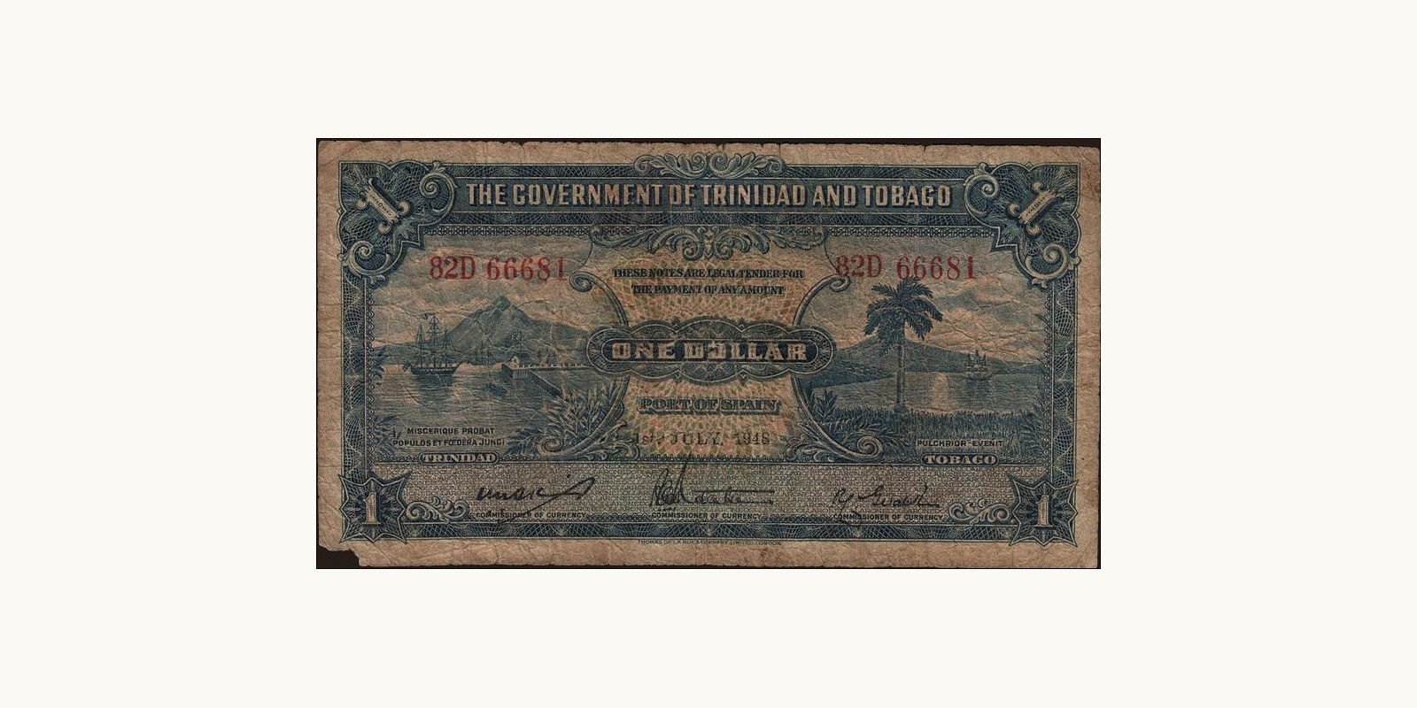 1 dollars Trinidad and Tobago 1948 — Front side