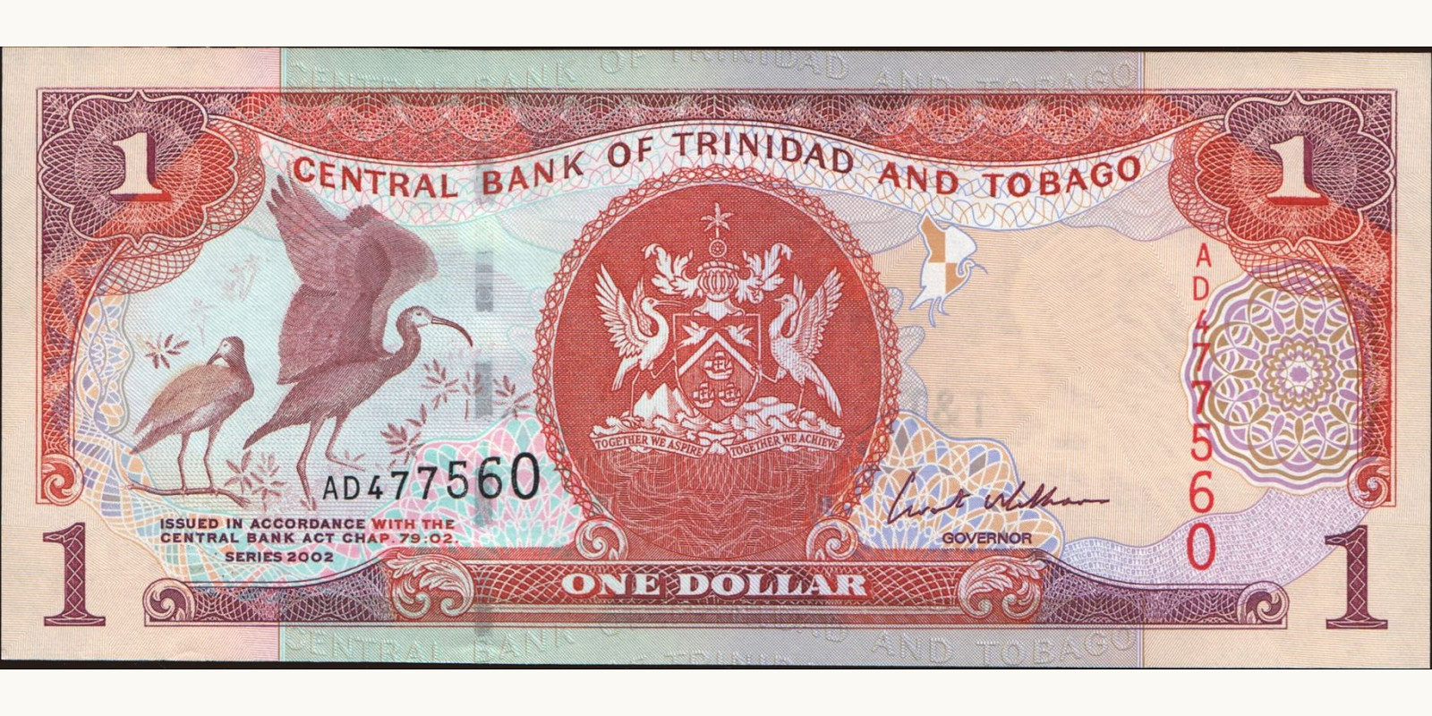 1 dollars Trinidad and Tobago 2002 — Front side