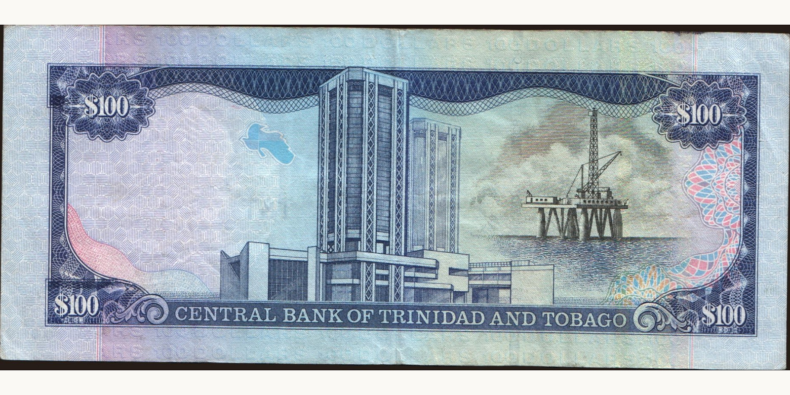 100 dollars Тринидад и Тобаго 2002 — Оборотная сторона