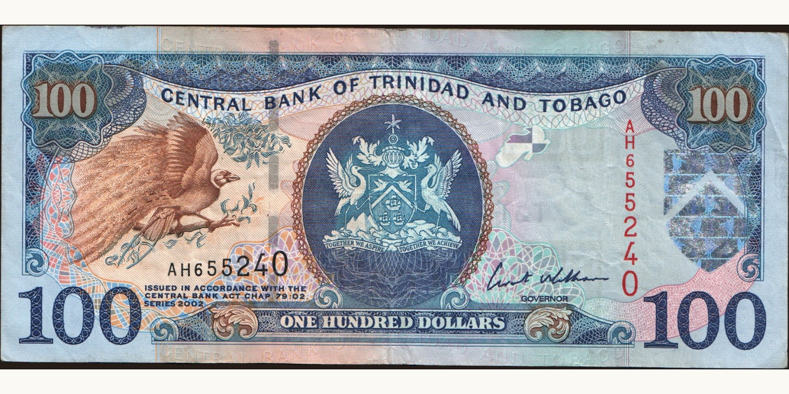 100 dollars Тринидад и Тобаго 2002 — Лицевая сторона