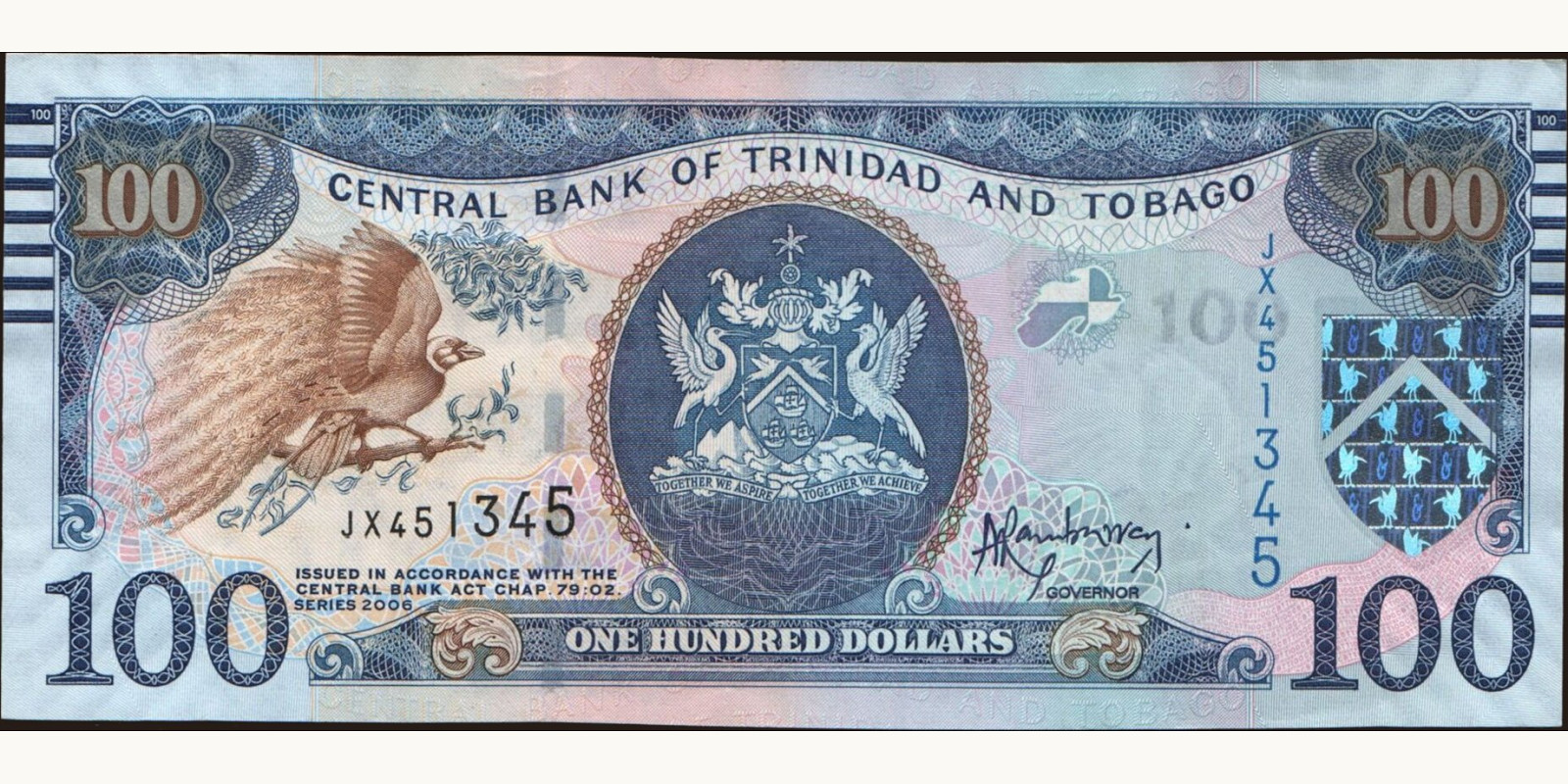 100 dollars Тринидад и Тобаго 2006 — Лицевая сторона