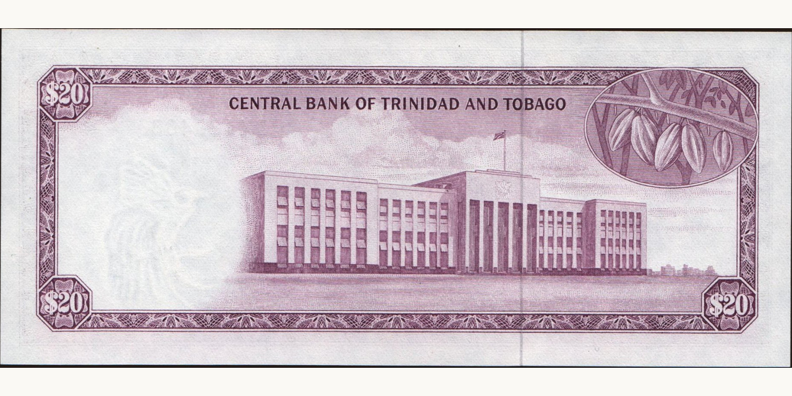 20 dollars Trinidad and Tobago 1977 — Back side