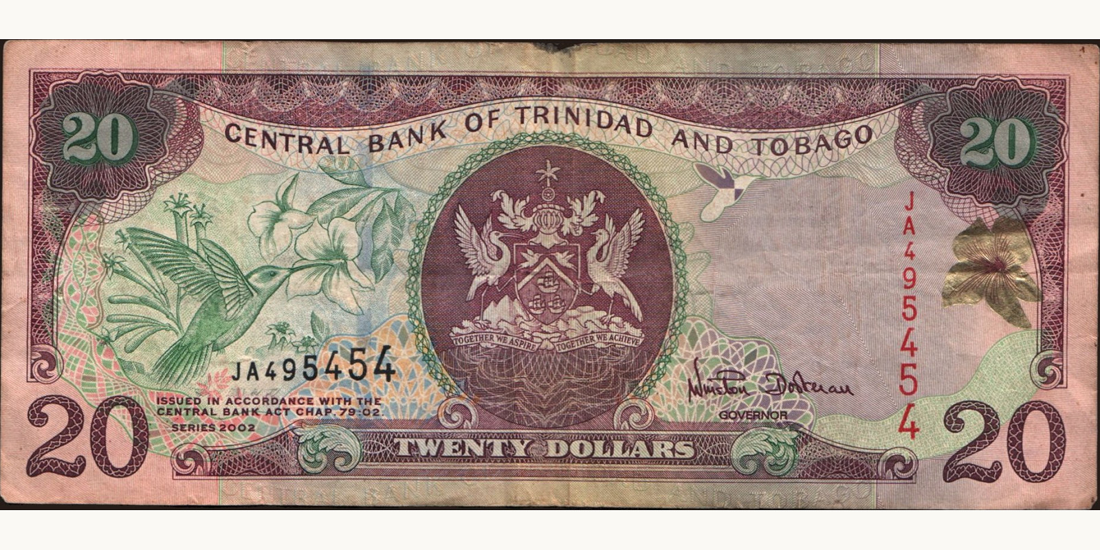 20 dollars Тринидад и Тобаго 2002 — Лицевая сторона