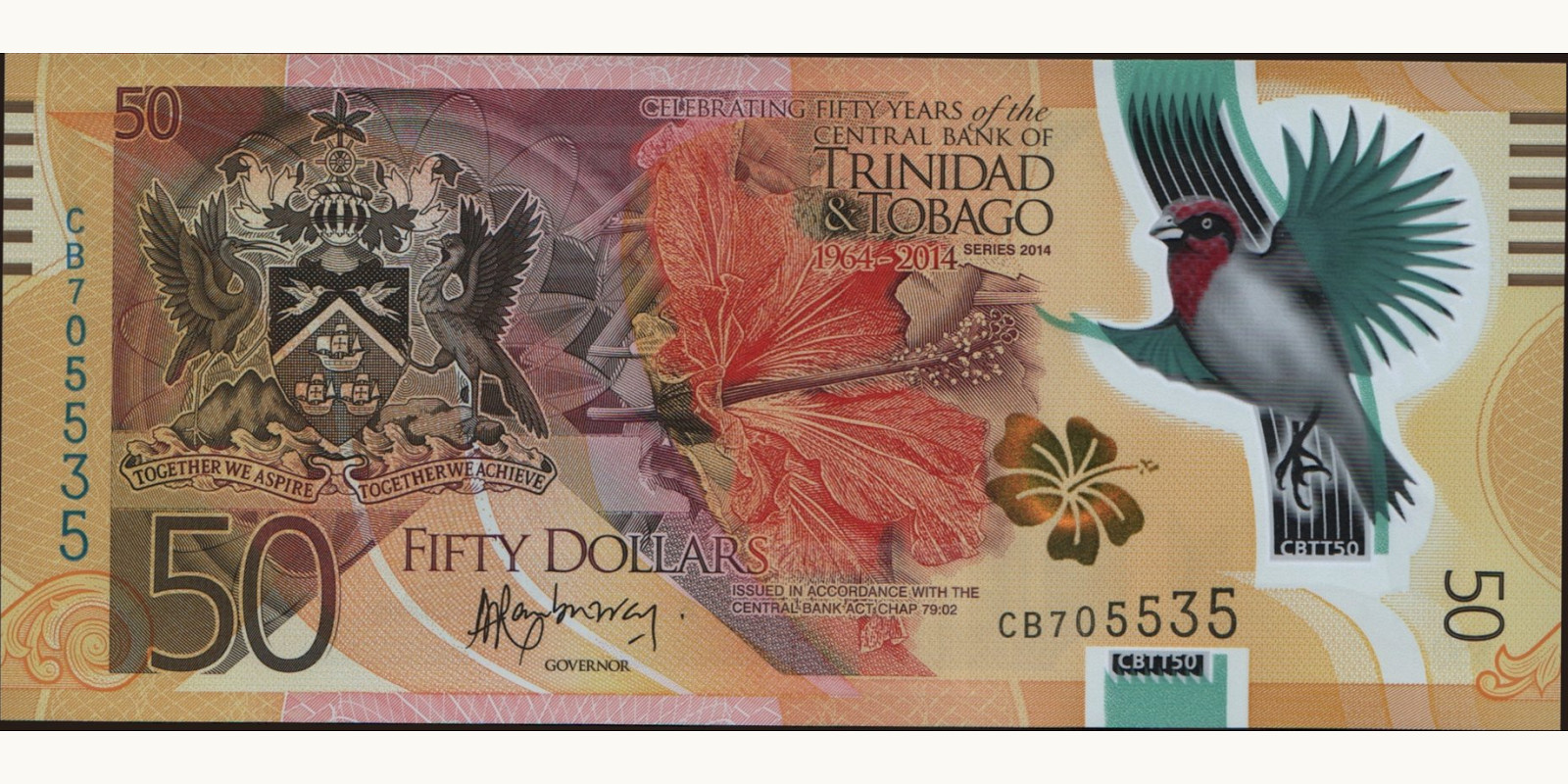 50 dollars Тринидад и Тобаго 2014 — Лицевая сторона