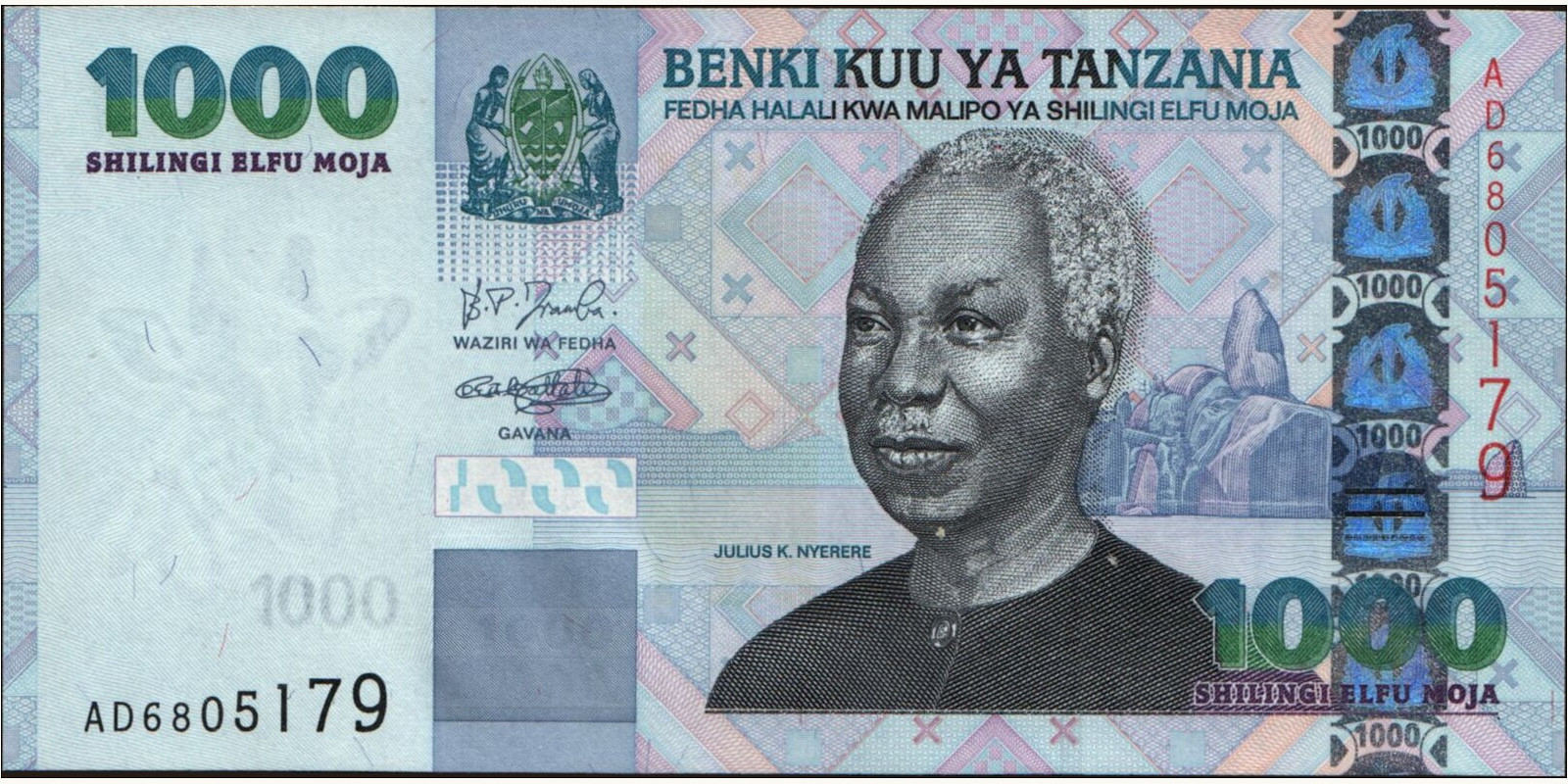 1000 shilin Танзания 2003 — Лицевая сторона