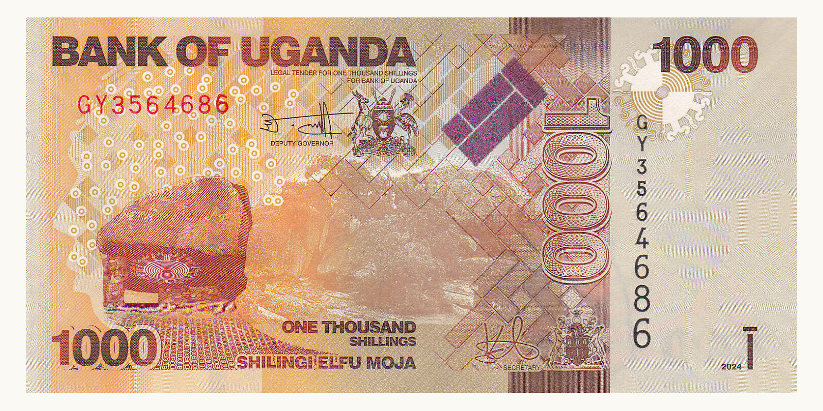 1000 shillings Uganda 2024 — Front side