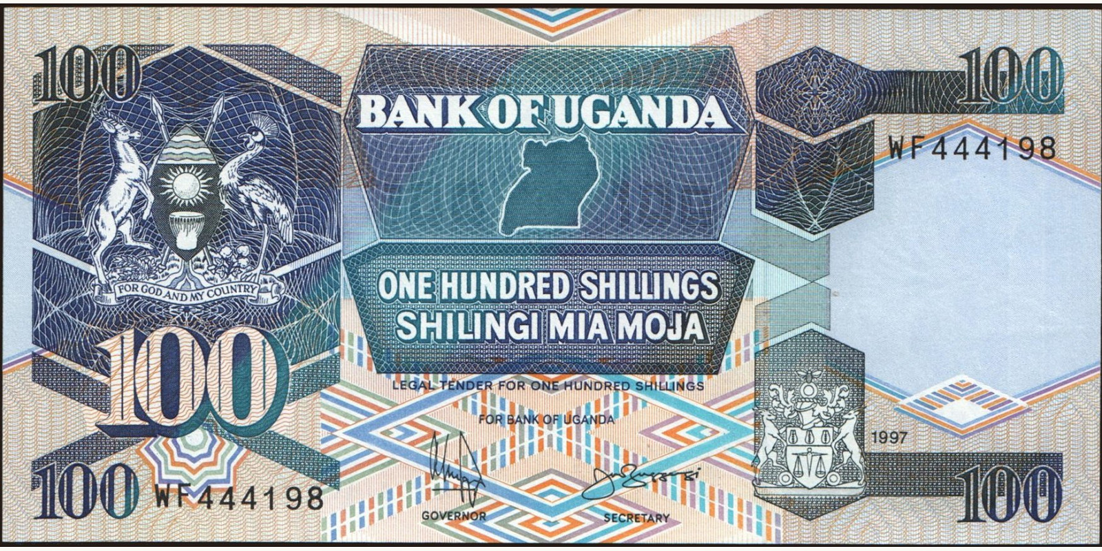 100 shilling Уганда 1997 — Лицевая сторона