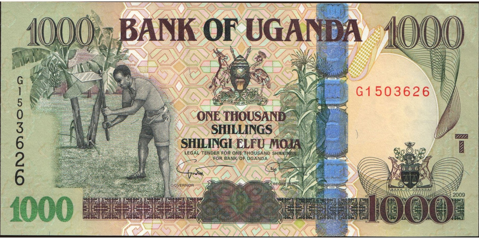 1000 shilling Уганда 2009 — Лицевая сторона