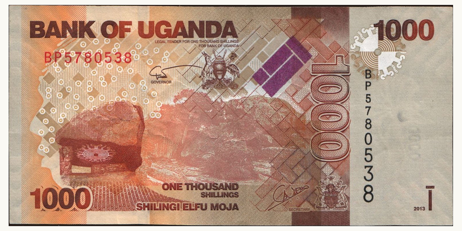 1000 shilling Uganda 2013 — Front side