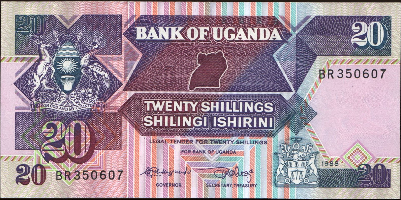 20 shilling Уганда 1988 — Лицевая сторона