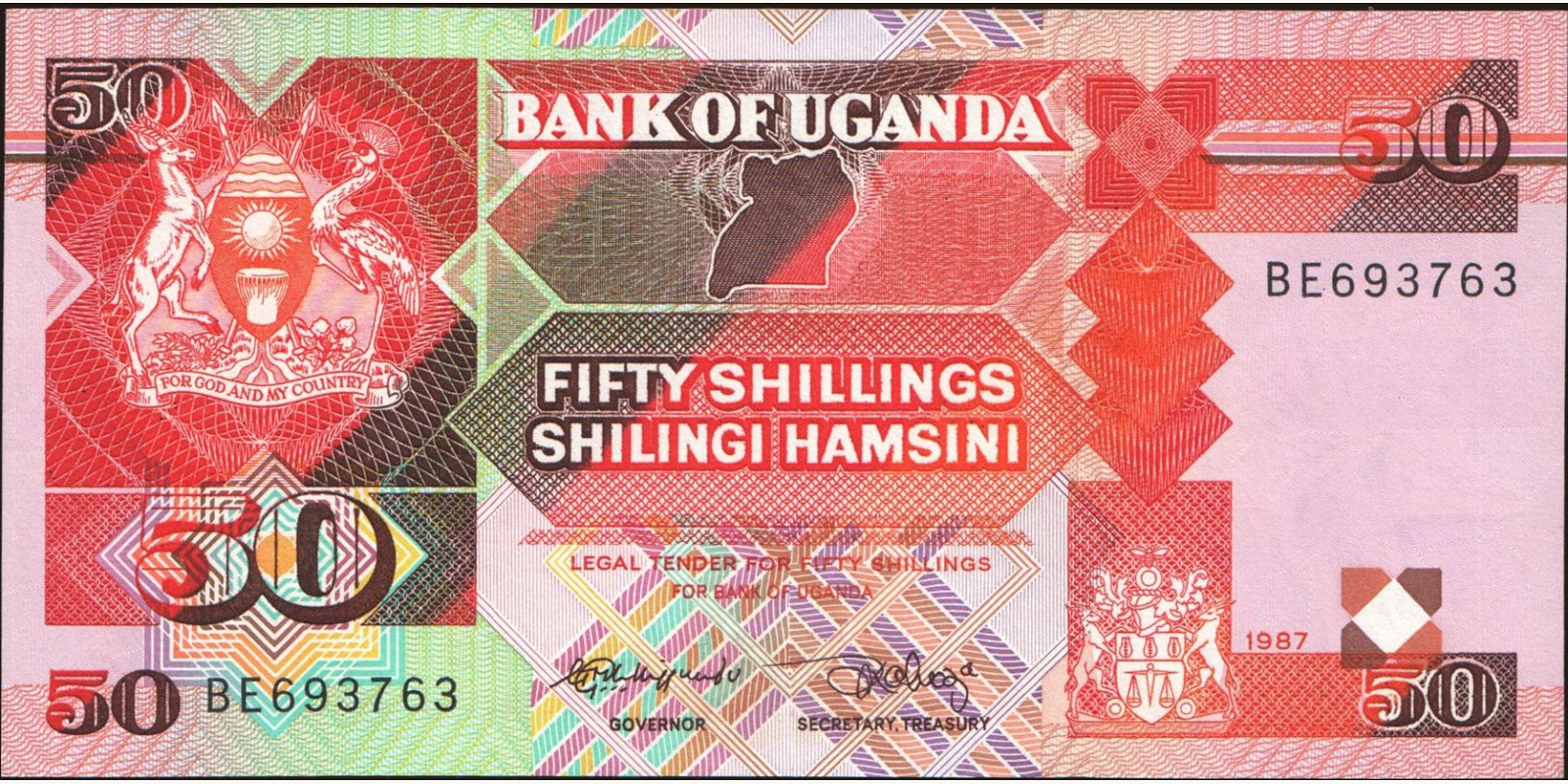 50 shilling Uganda 1987 — Front side
