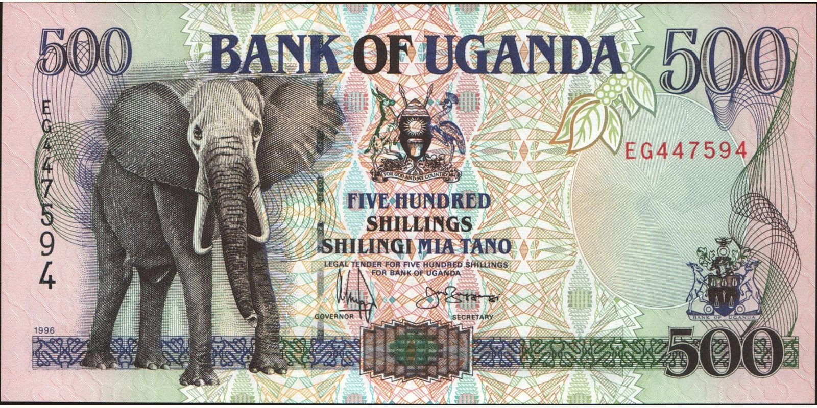 500 shilling Uganda 1996 — Front side