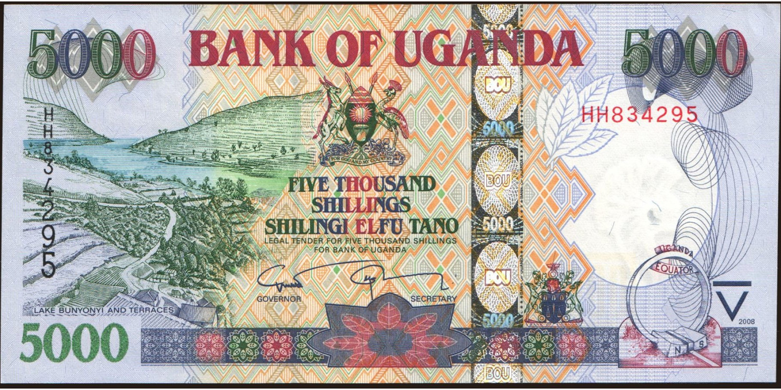 5000 shilling Uganda 2008 — Front side