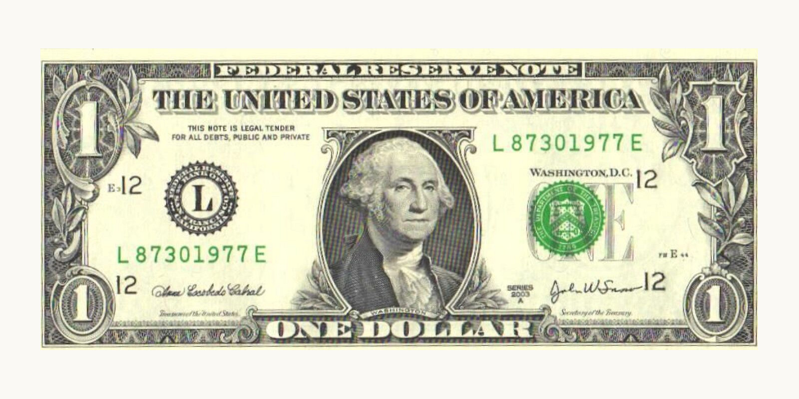 1 dollar United States 2003 — Front side