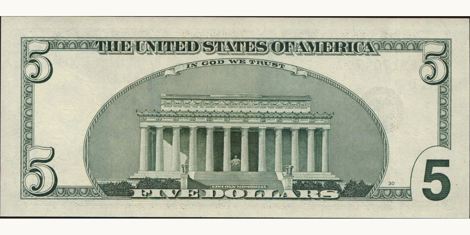 5 dollars United States 2003 — Back side