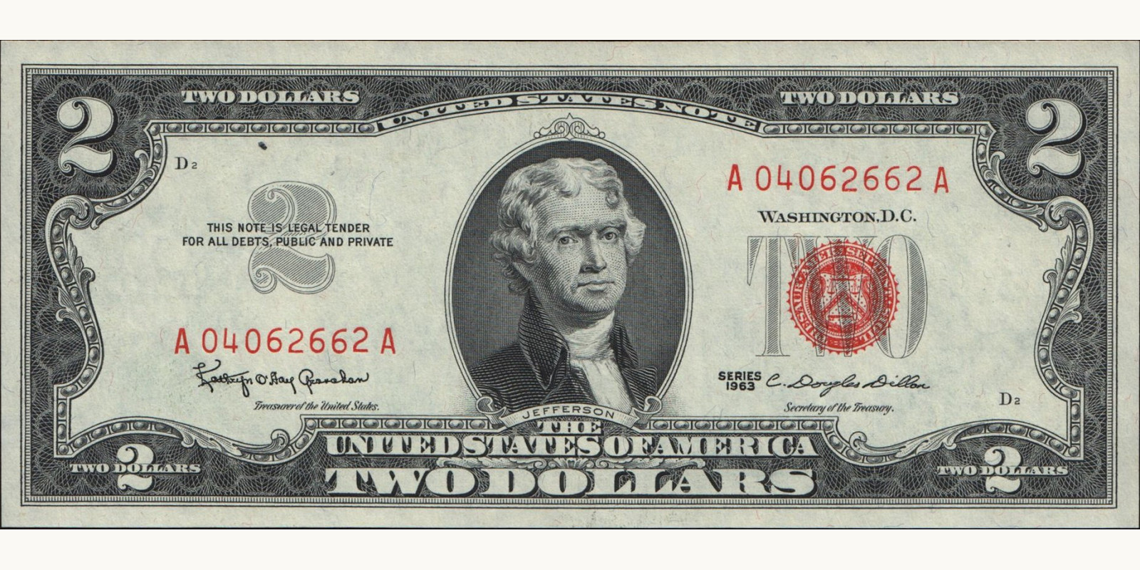 2 dollars United States 1963 — Front side