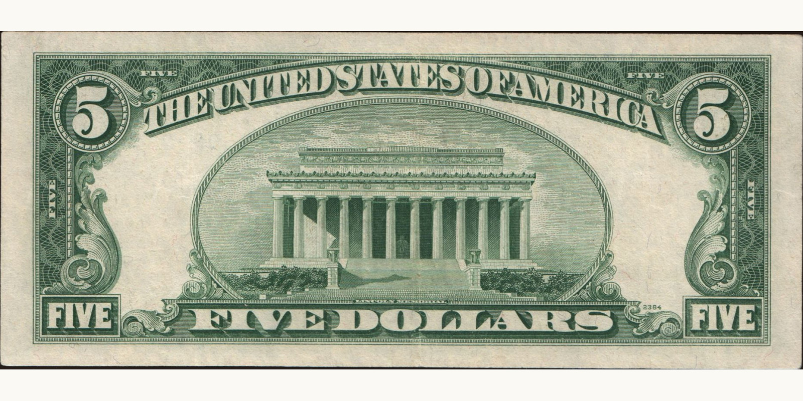 5 dollars United States 1953 — Back side