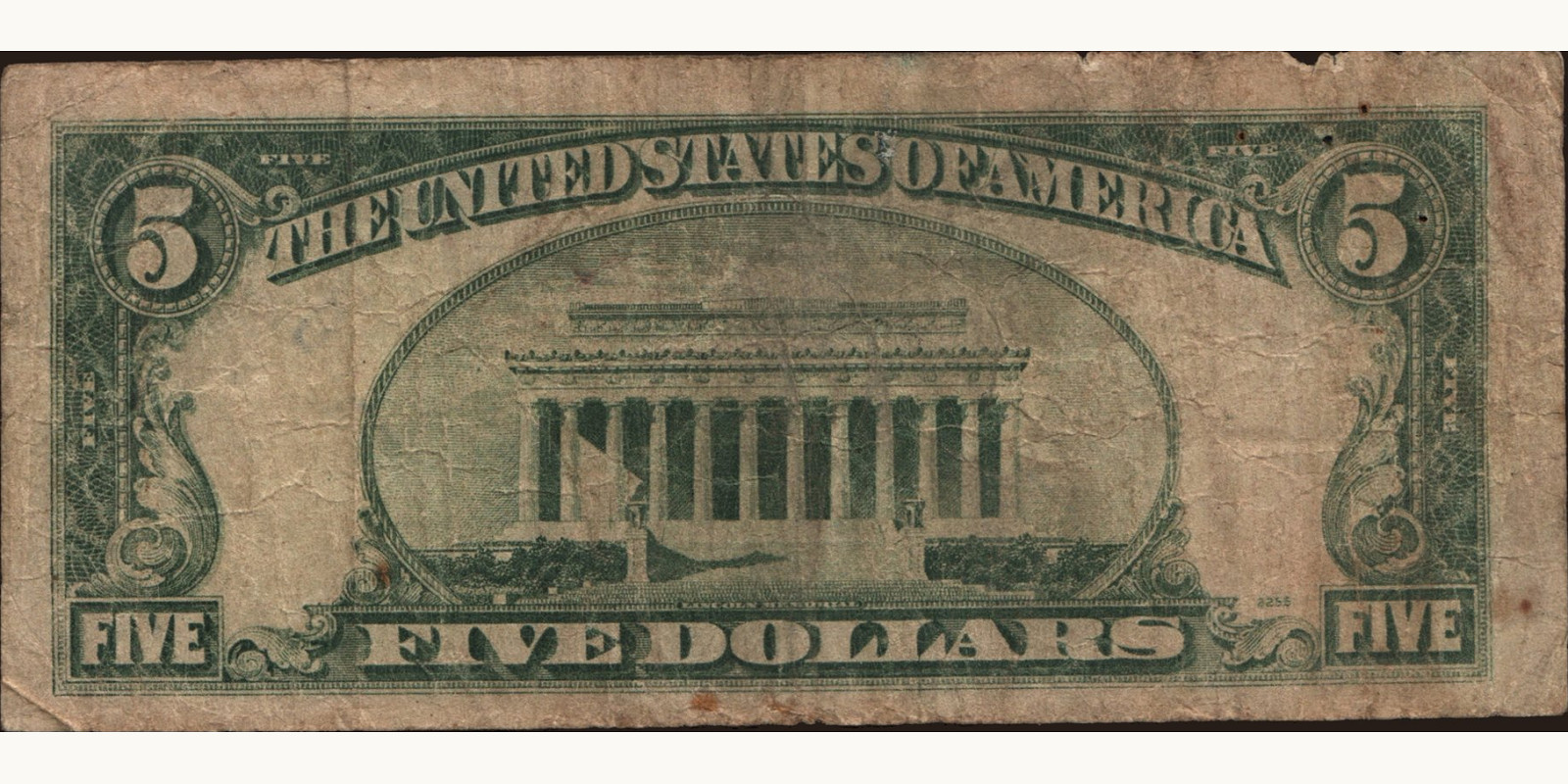 5 dollars США 1950 — Оборотная сторона