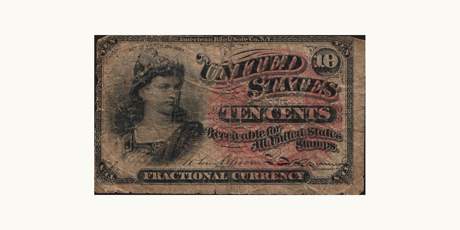 10 dollars 1863