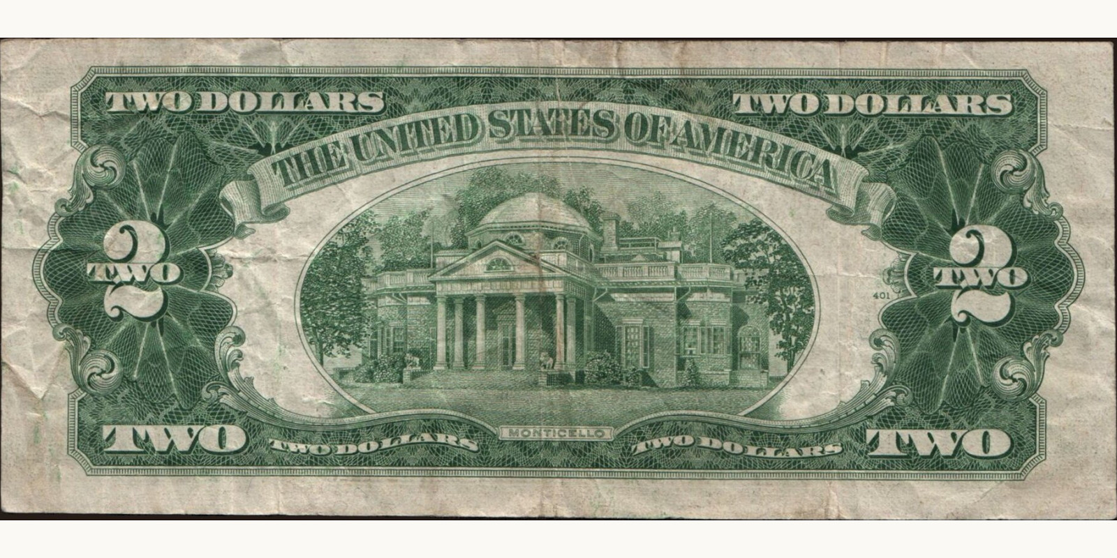 2 dollars United States 1953 — Back side
