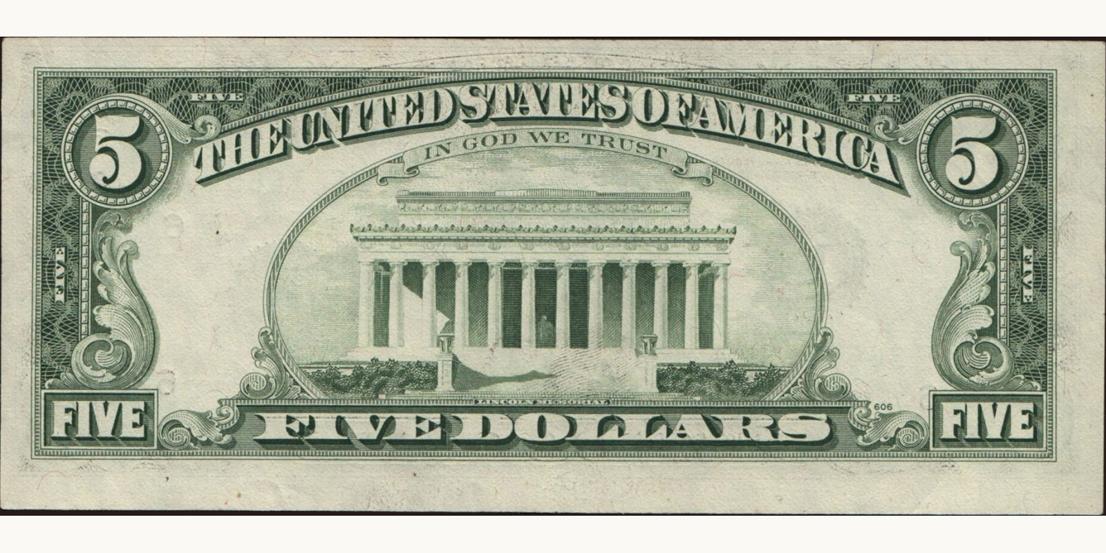5 dollars United States 1981 — Back side