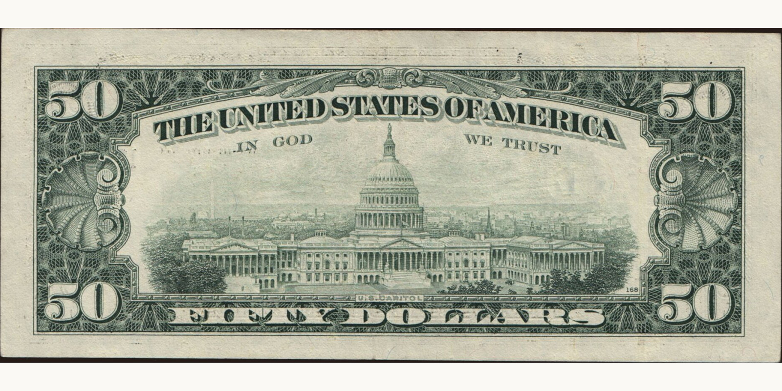 50 dollars США 1990 — Оборотная сторона