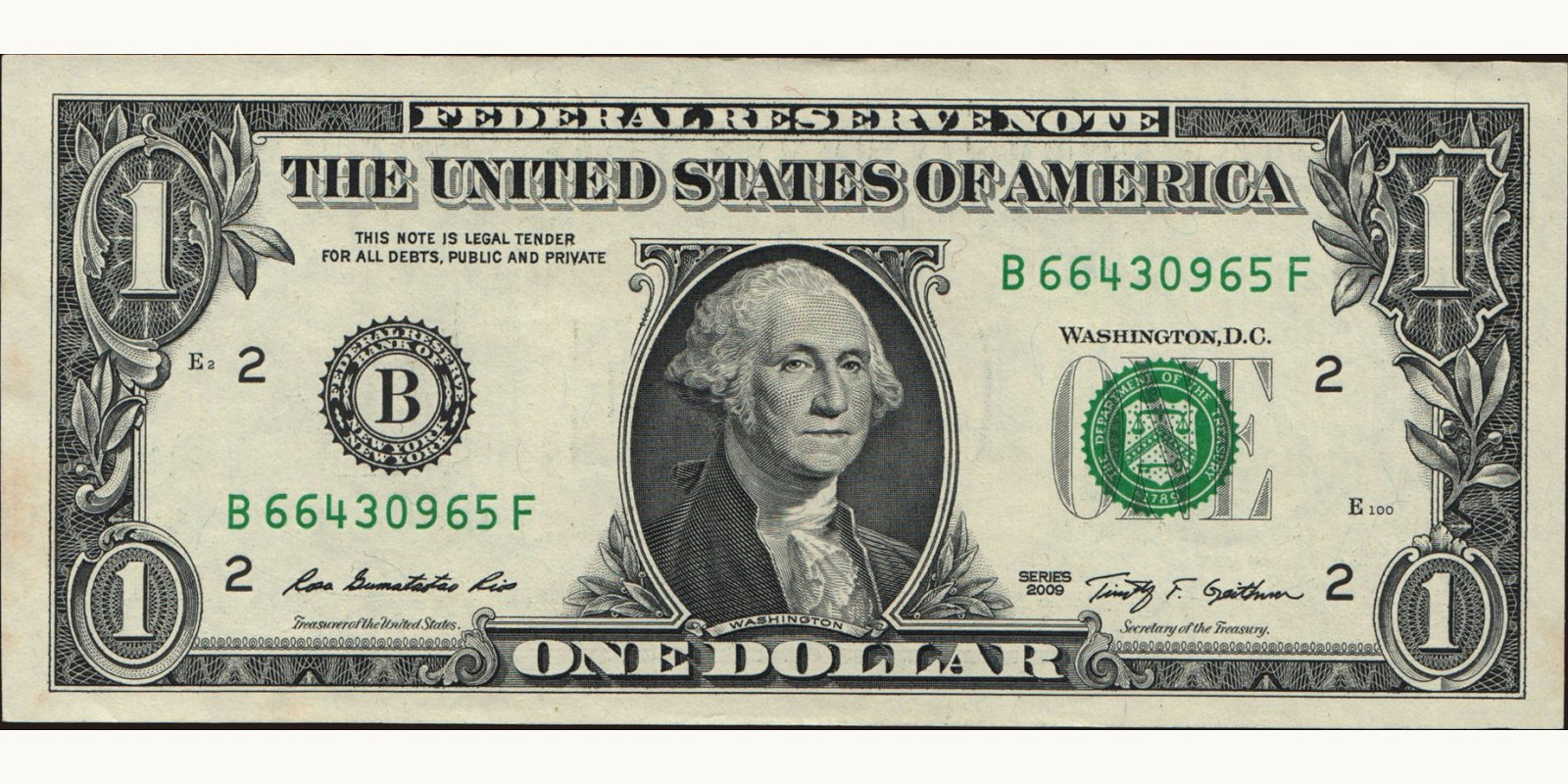 1 dollars United States 2009 — Front side