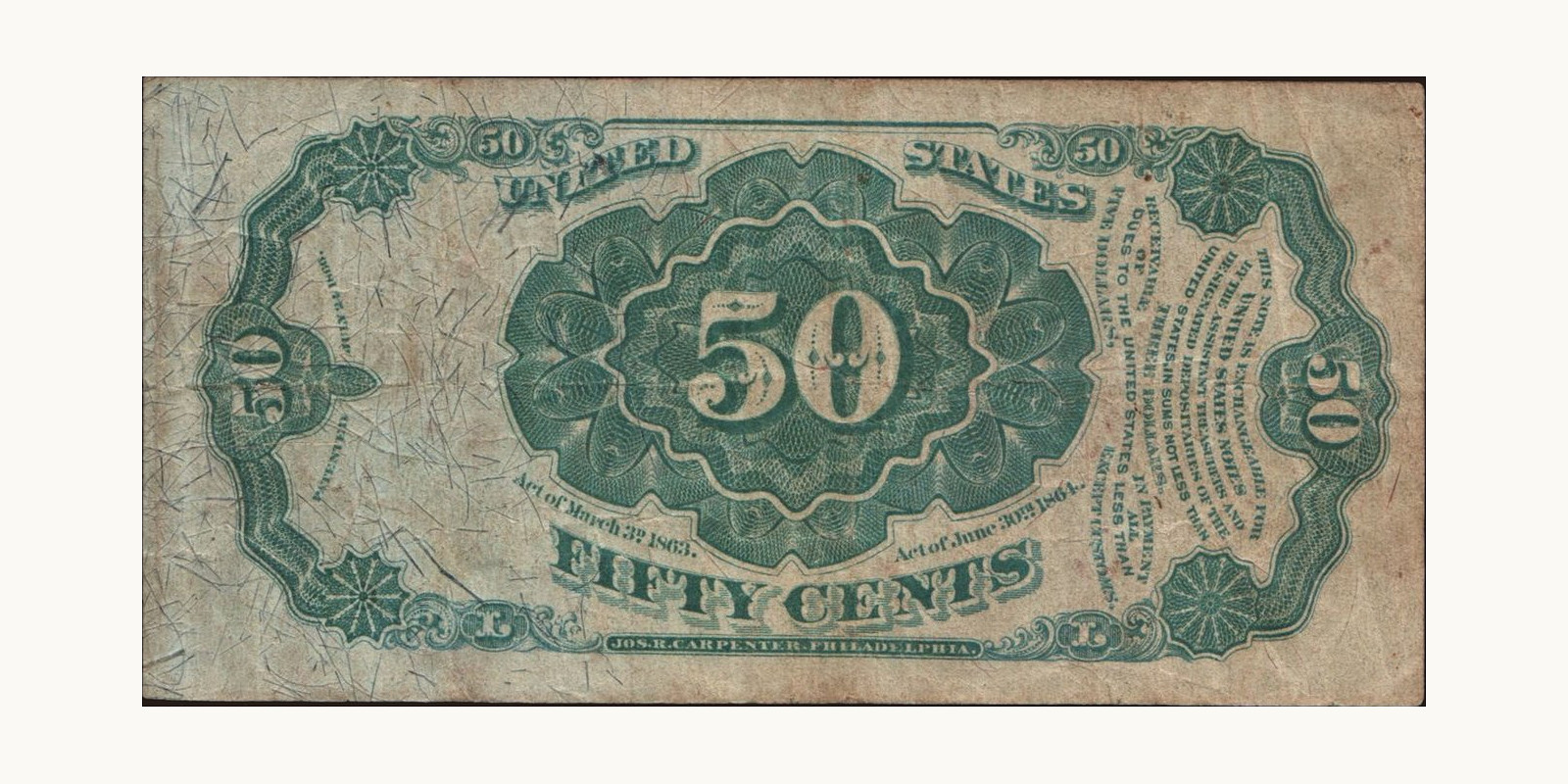 50 cents United States 1875 — Back side