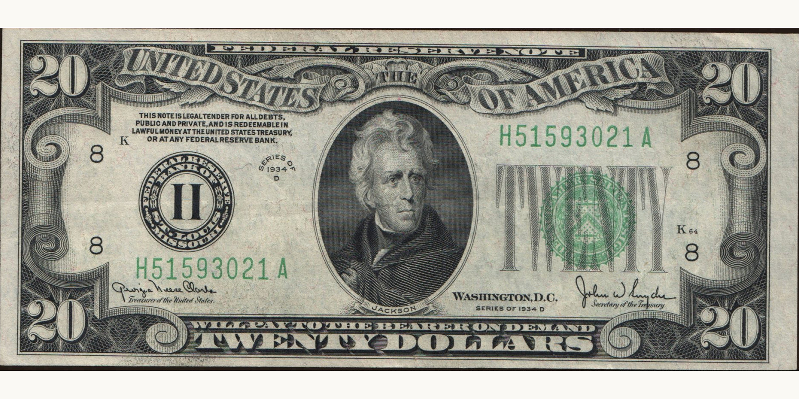 20 dollars 1934