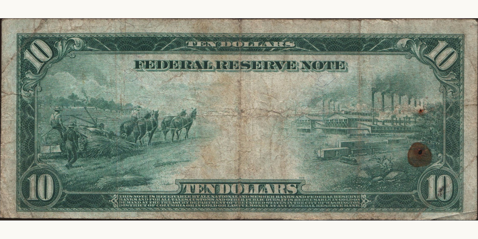 10 dollars США 1913 — Оборотная сторона