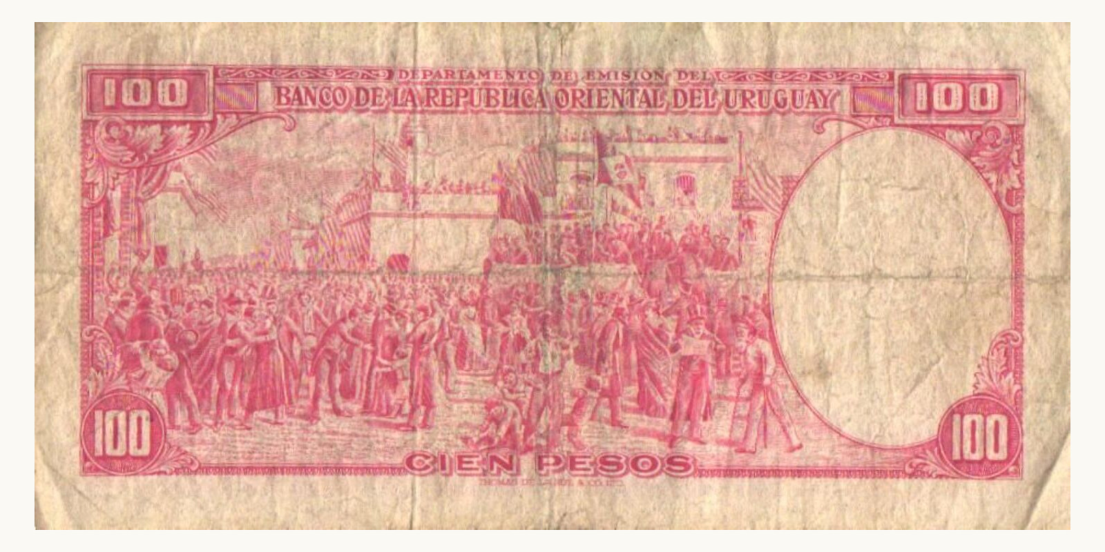 10 peesot Уругвай 1939 — Оборотная сторона