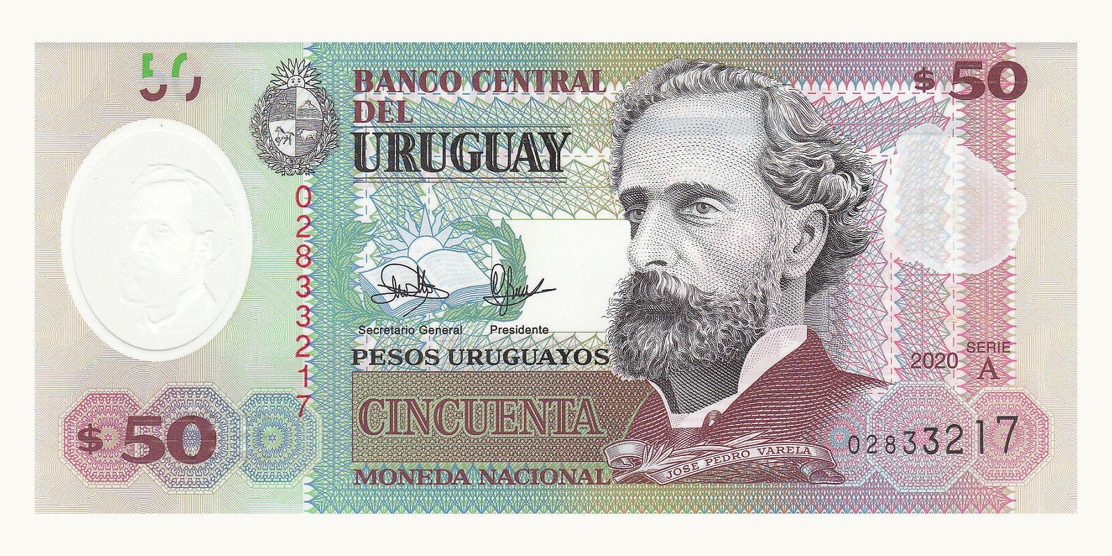 50 pesos Уругвай 2020 — Лицевая сторона