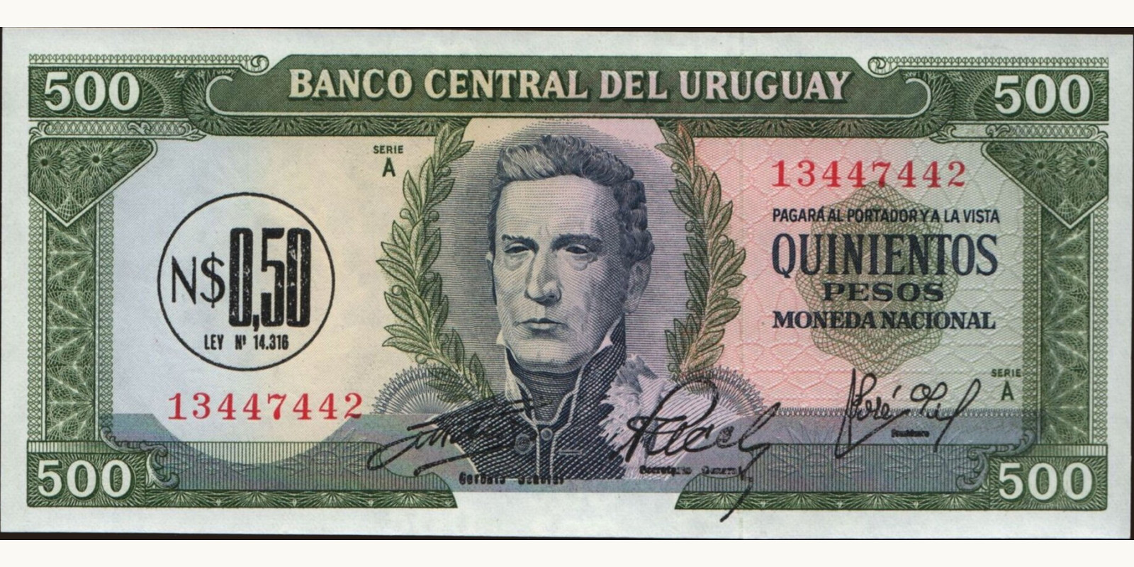050 pesos Uruguay 1975 — Front side
