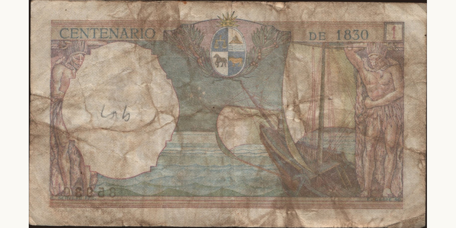 1 pesos Uruguay 1930 — Back side