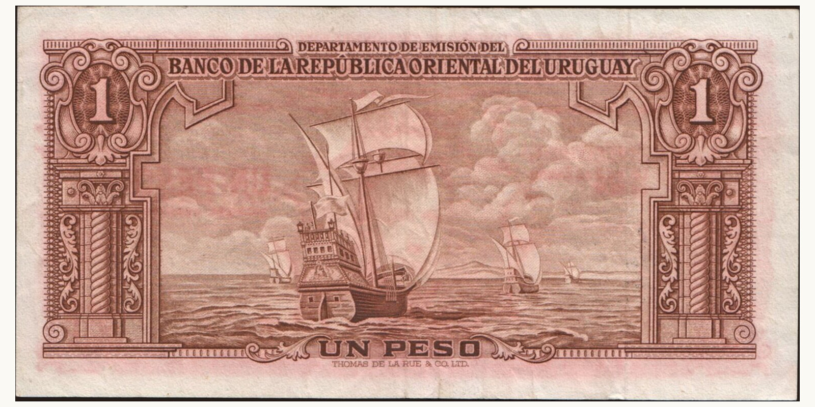 1 pesos Uruguay 1939 — Back side
