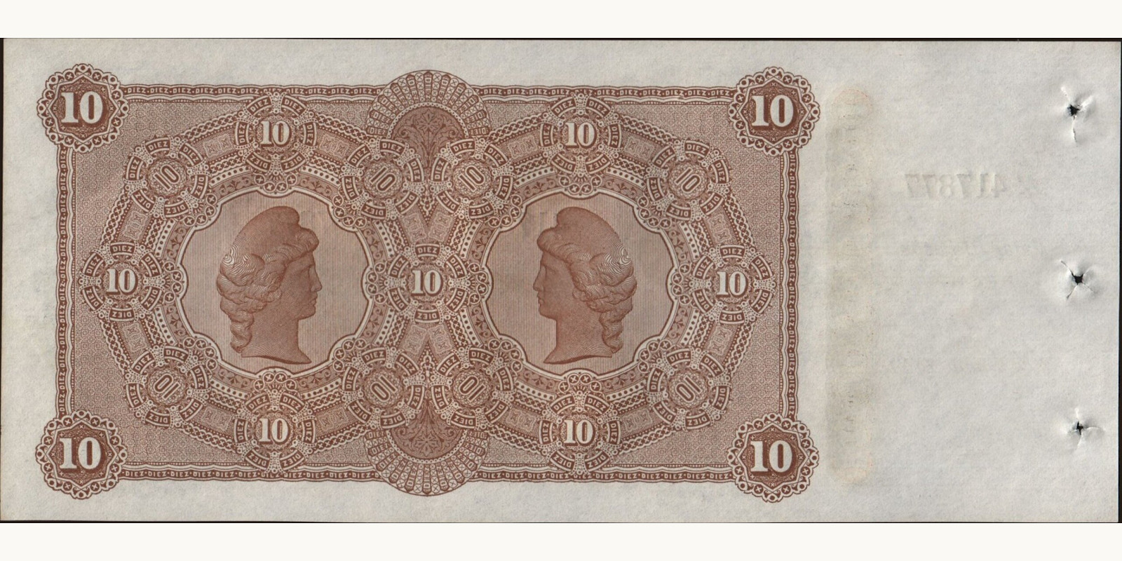 10 pesos Уругвай 1883 — Оборотная сторона