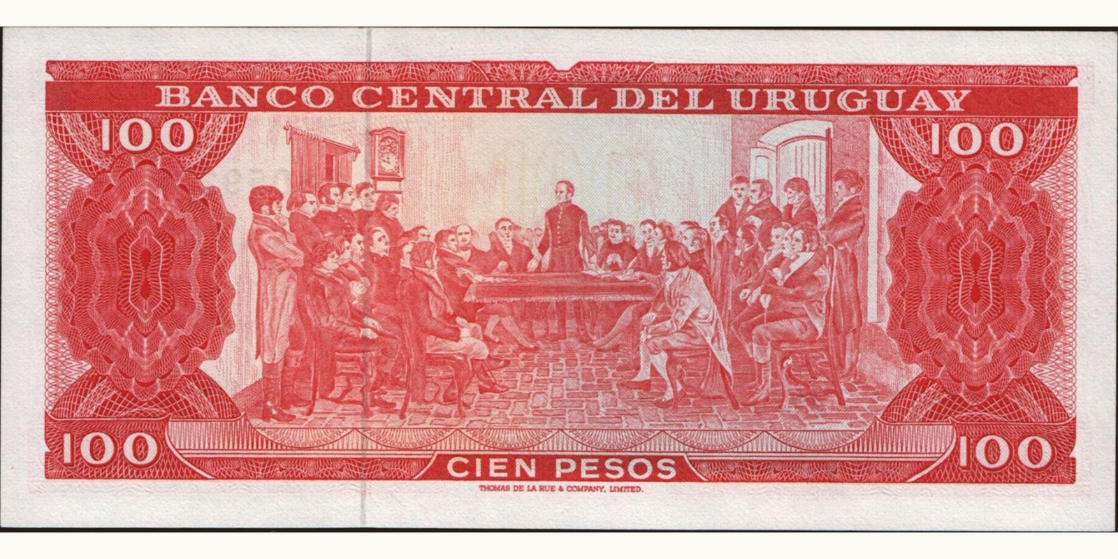 100 pesos Уругвай 1967 — Оборотная сторона