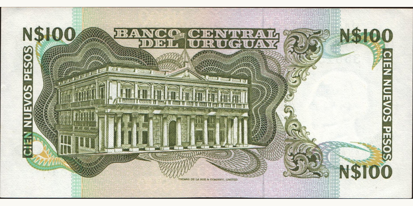 100 pesos Uruguay 1986 — Back side