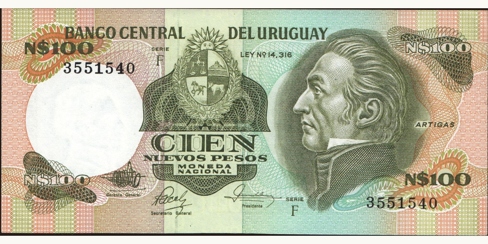 100 pesos 1986