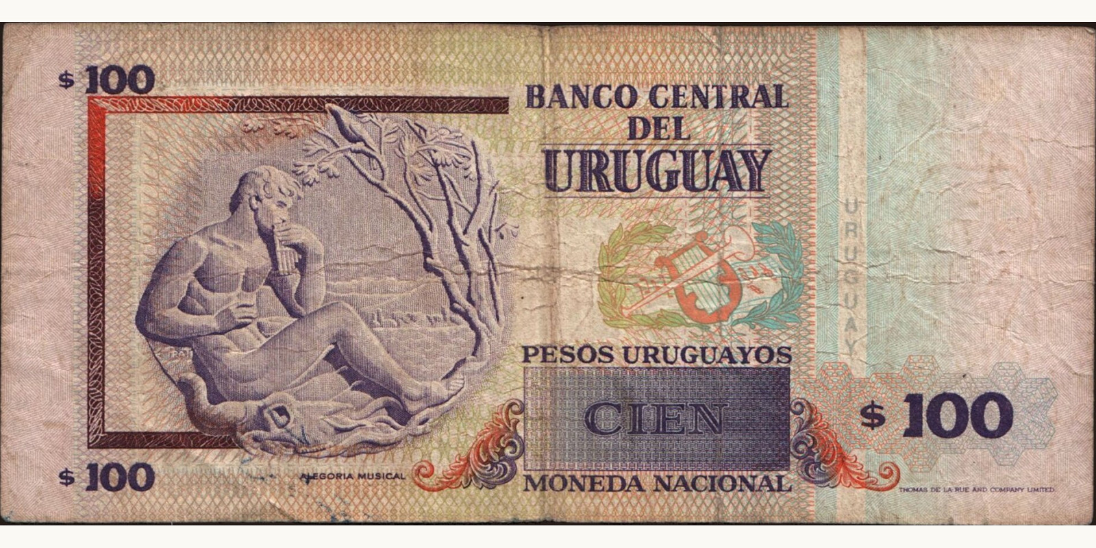 100 pesos Uruguay 1994 — Back side