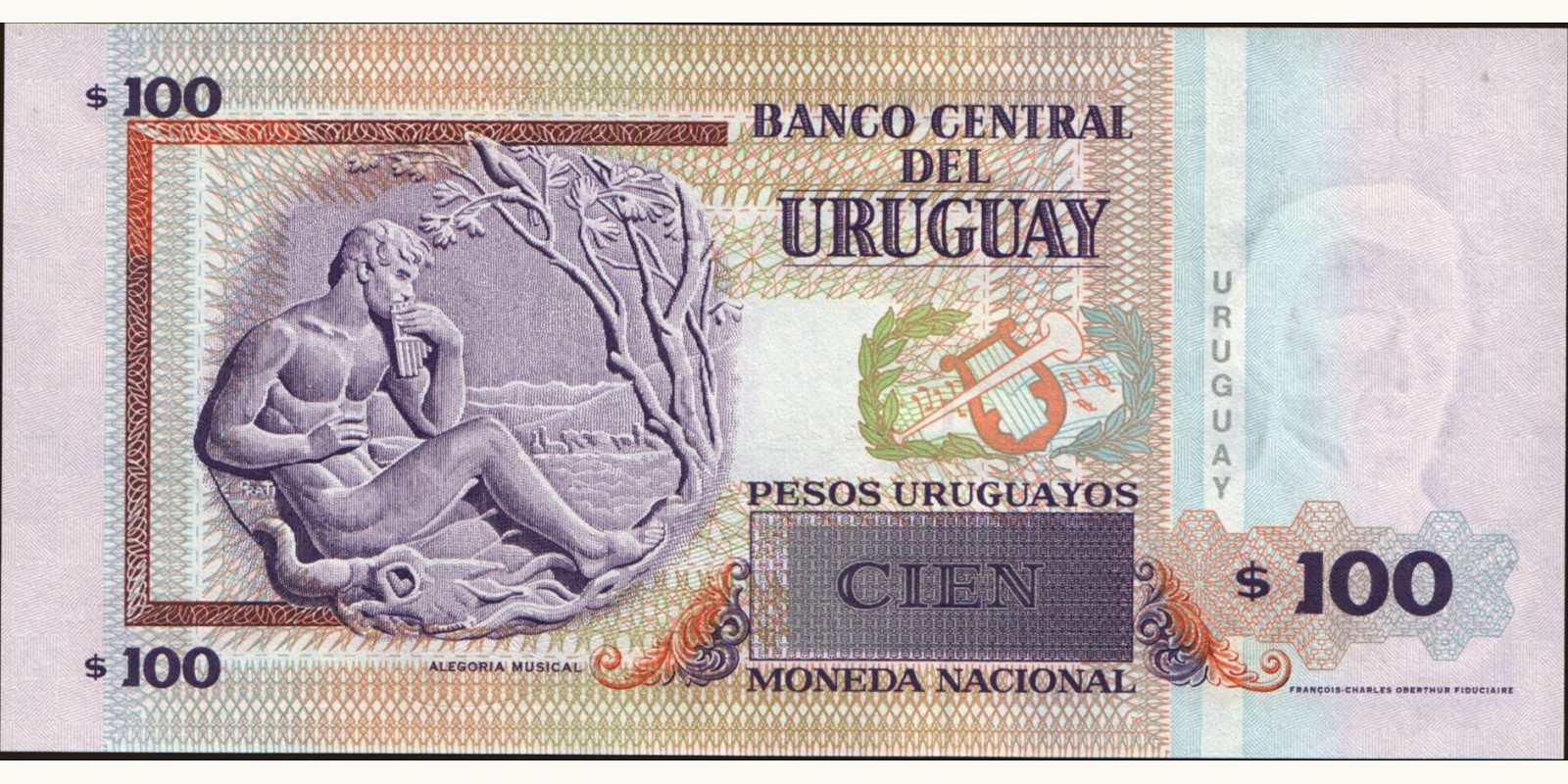 100 pesos Уругвай 2003 — Оборотная сторона