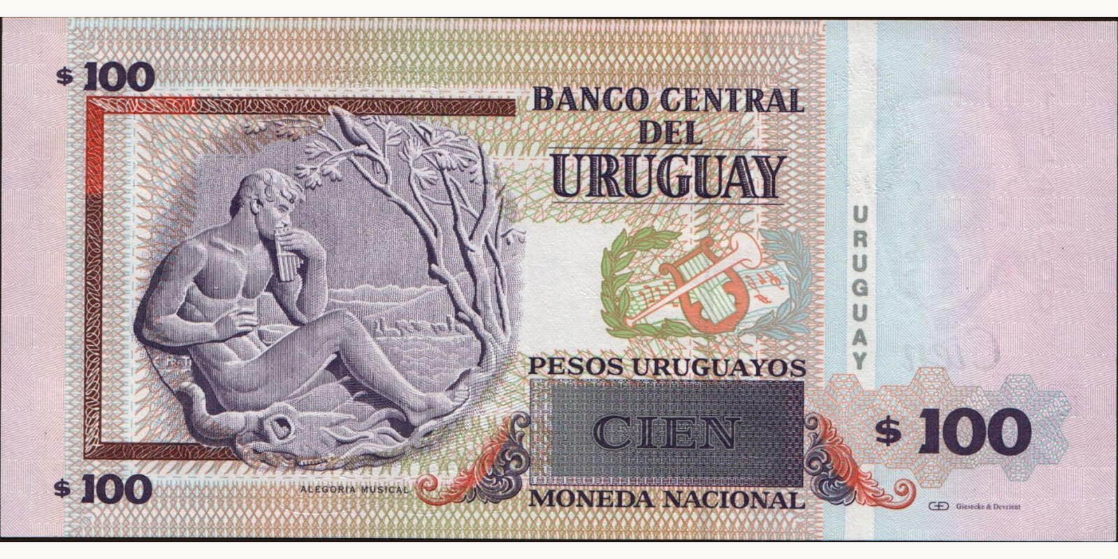 100 pesos Uruguay 2008 — Back side